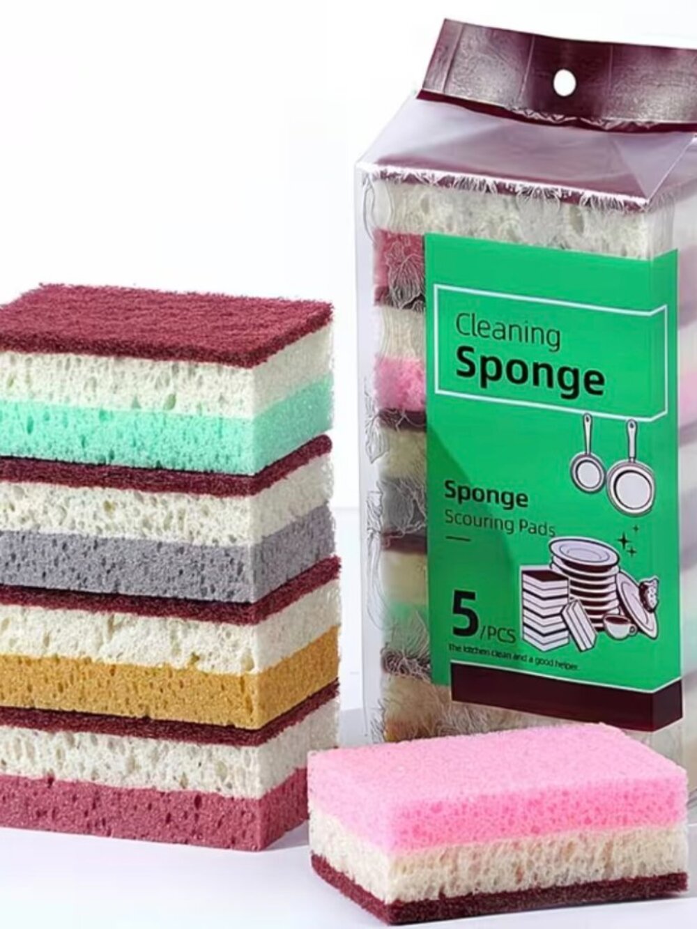 5 PCS High Density Sponge Cleaning Cloth, Dishwashing Cloth,non Greasy Kitchen - Picture 5 of 6